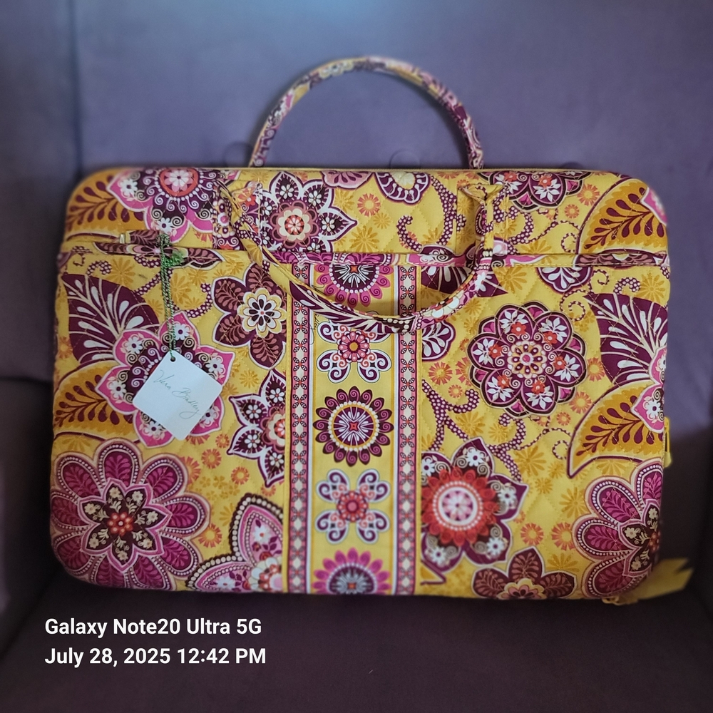 Vibrant Floral Laptop Bag in Yellow and Pink